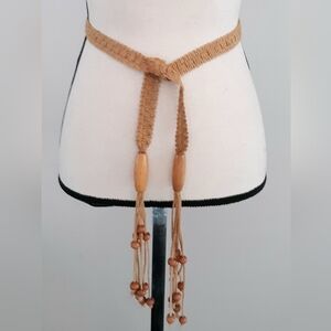 Boho Wood Bead Tie Belt